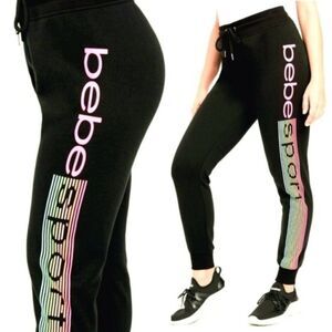 NWT  BEBE SPORT LOGO GLITTER STRIPE JOGGER Size  Small  774